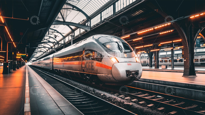 高清大图下载【趣麦麦图】高铁动车铁轨车站科技场景