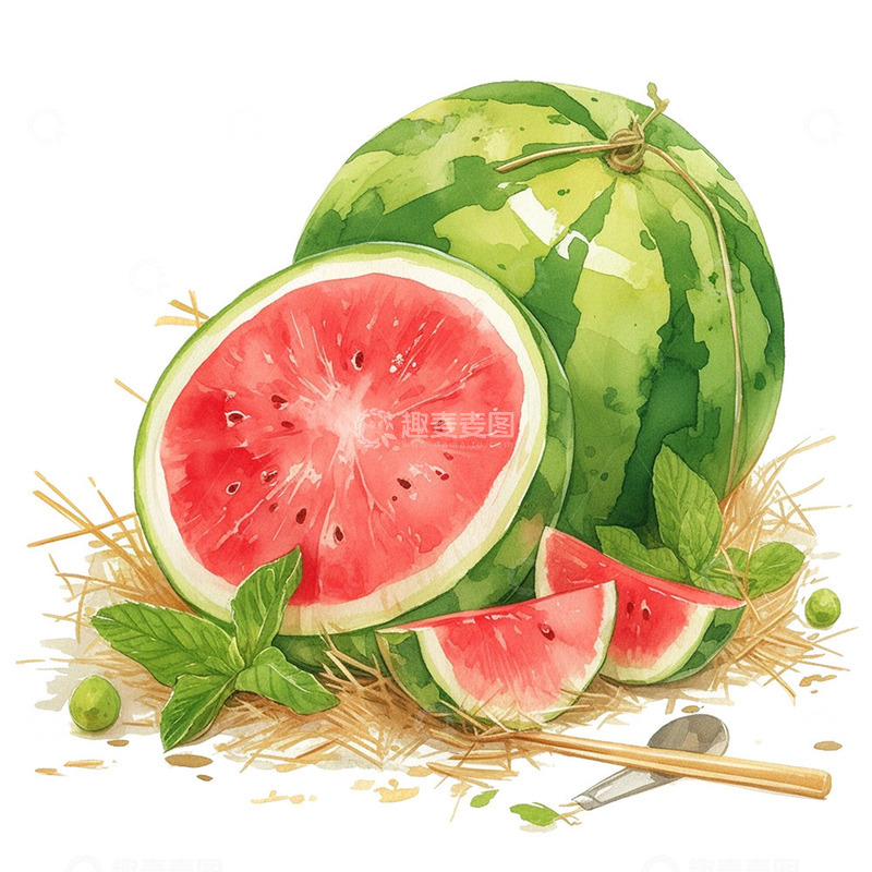 高清大图下载【趣麦麦图】夏天绿色西瓜