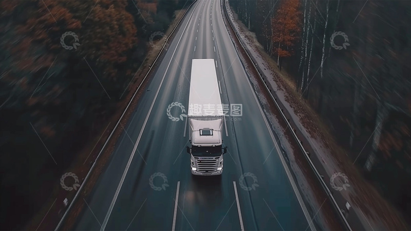 高清大图下载【趣麦麦图】卡车货车公路行驶物流运势场景