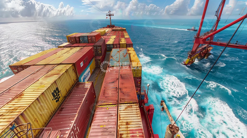 高清大图下载【趣麦麦图】货物货船海水集装箱运输物流