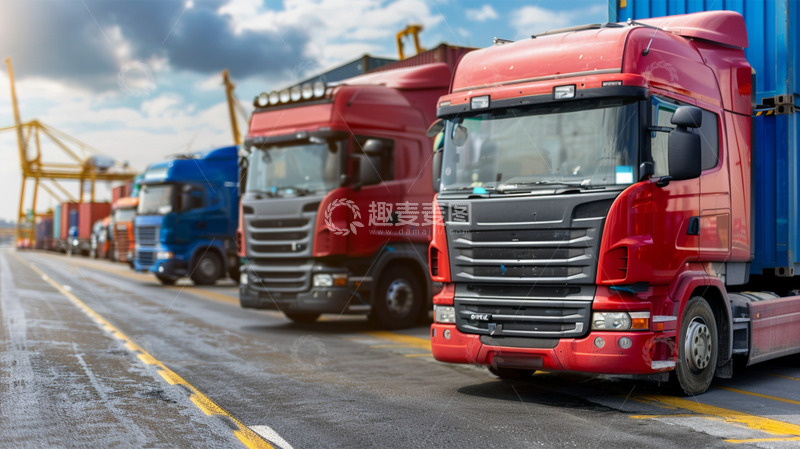 高清大图下载【趣麦麦图】卡车货车车头物流运输场景