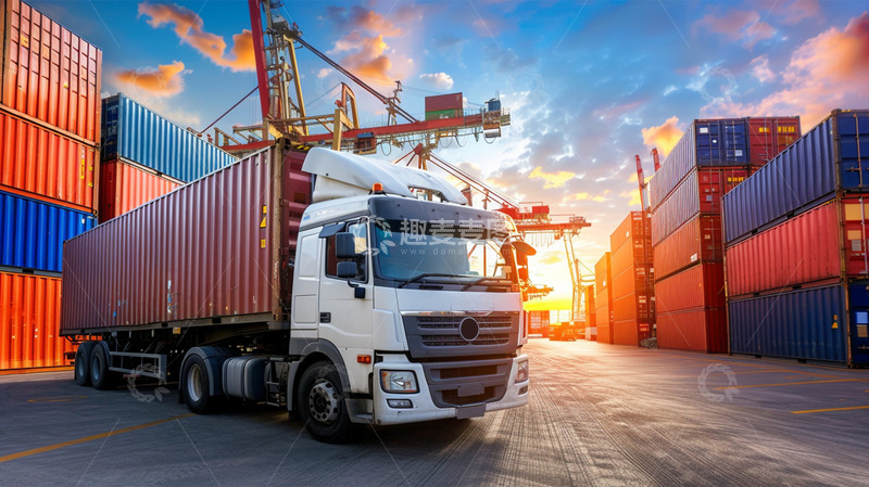 高清大图下载【趣麦麦图】货车卡车集装箱货物运输物流