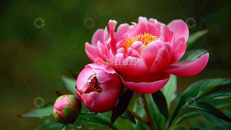 高清大图下载【趣麦麦图】嫩粉色盛开芍药花