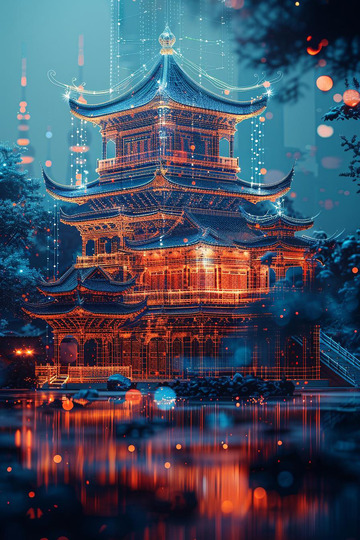 古代建筑全息投影