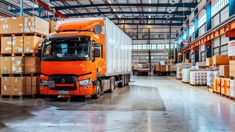 高清大图下载【趣麦麦图】卡车货物仓库工作物流场景