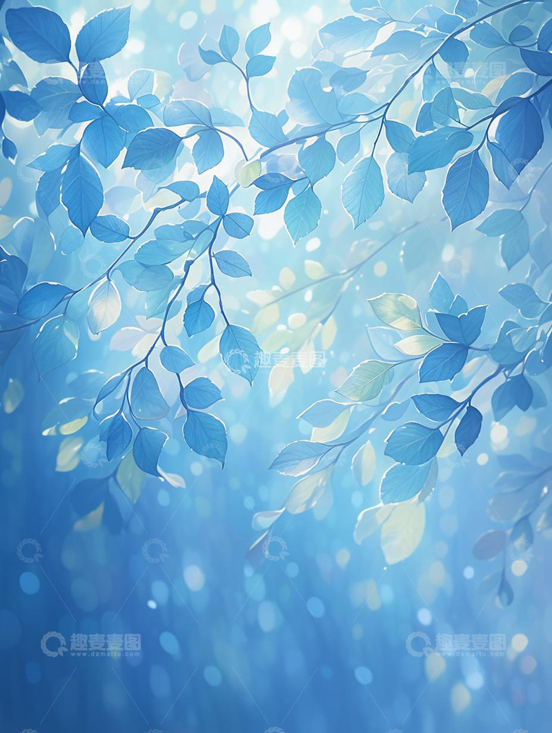 高清大图下载【趣麦麦图】唯美蓝色植物树枝