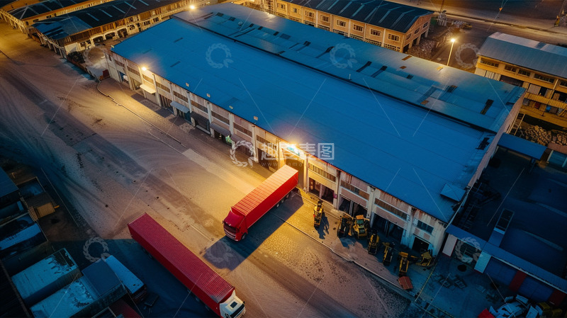 高清大图下载【趣麦麦图】物流卡车仓库工作运输场景