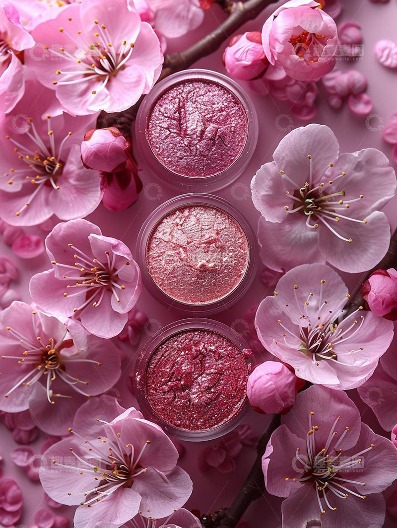 高清大图下载【趣麦麦图】粉色眼影化妆品