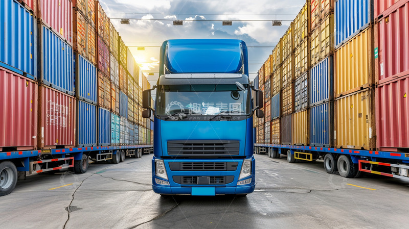 高清大图下载【趣麦麦图】卡车货车运输物流集装箱场景