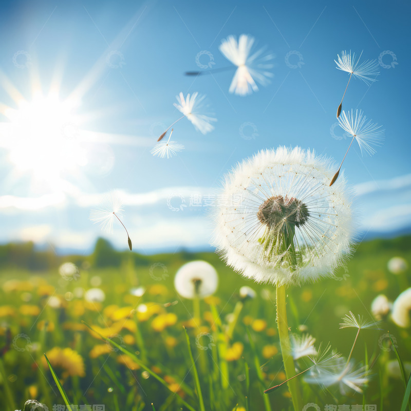 高清大图下载【趣麦麦图】草丛里的蒲公英