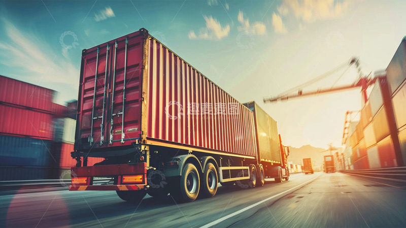 高清大图下载【趣麦麦图】卡车货车物流运输货物行驶场景
