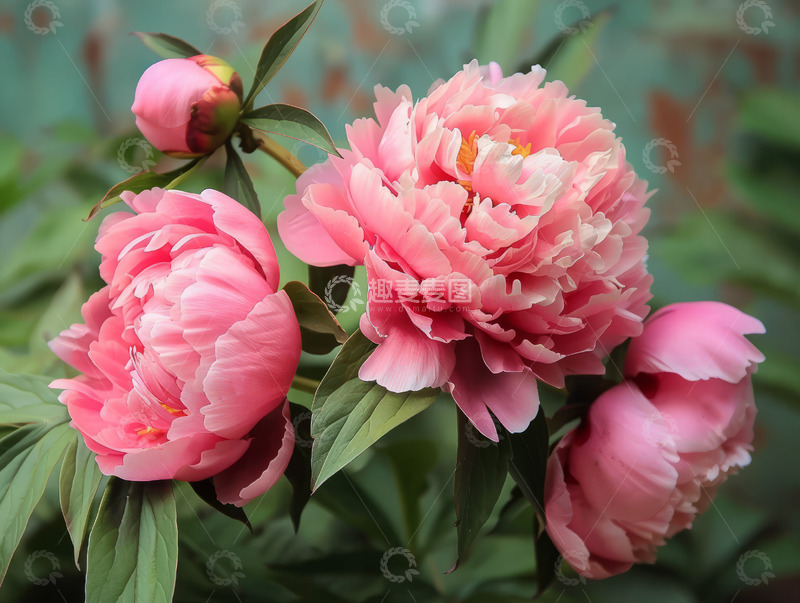 高清大图下载【趣麦麦图】盛开的粉色芍药特写