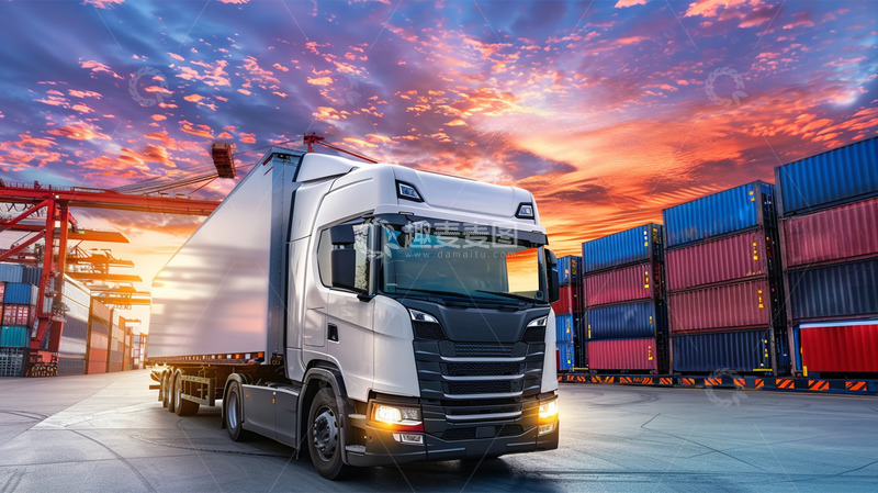 高清大图下载【趣麦麦图】运输物流货车卡车集装箱唯美场景