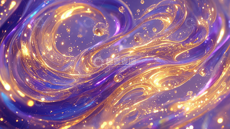 高清大图下载【趣麦麦图】紫色梦幻精油流体背景