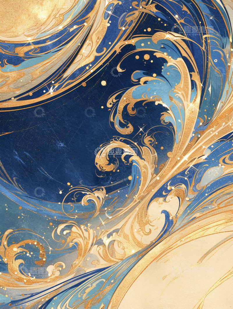 高清大图下载【趣麦麦图】金色闪光多彩国风敦煌背景