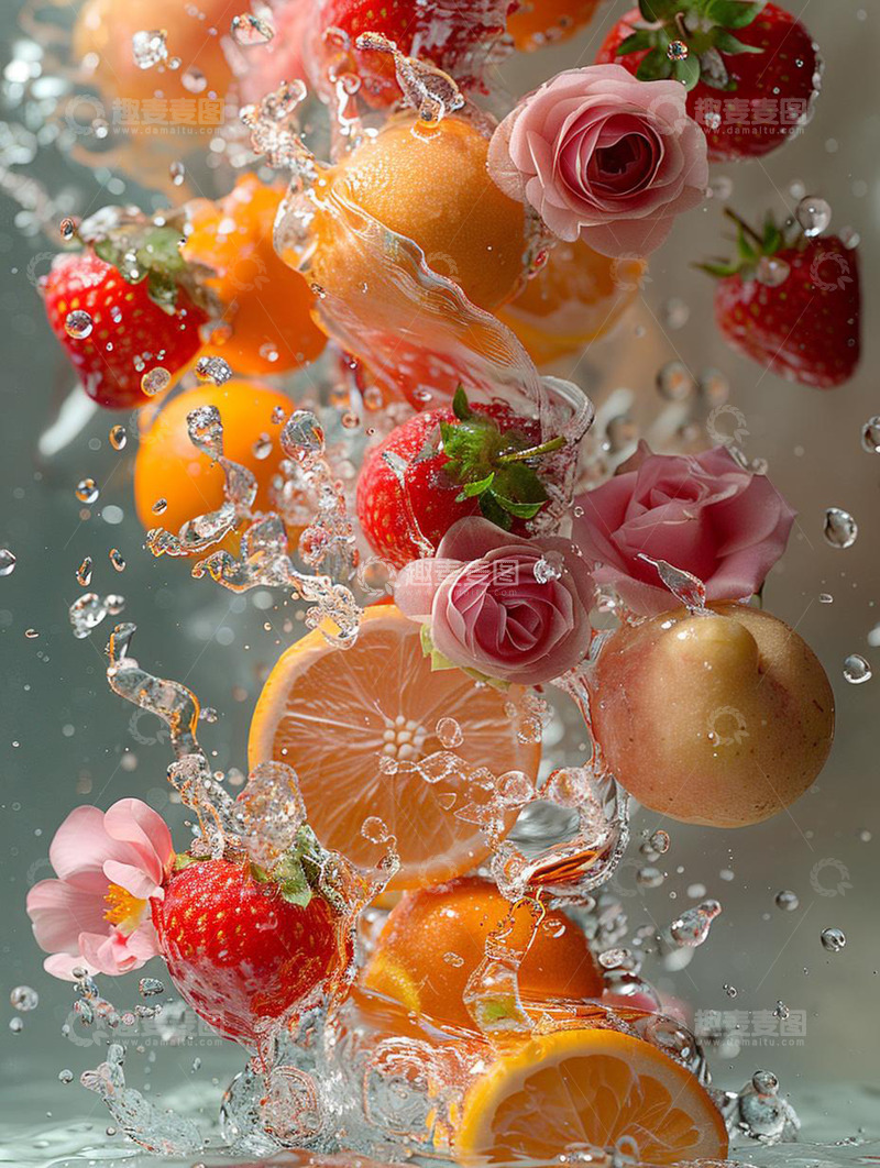 高清大图下载【趣麦麦图】水果花瓣高清水流摄影图