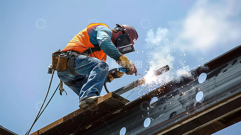 高清大图下载【趣麦麦图】工业焊接机器户外劳动工人