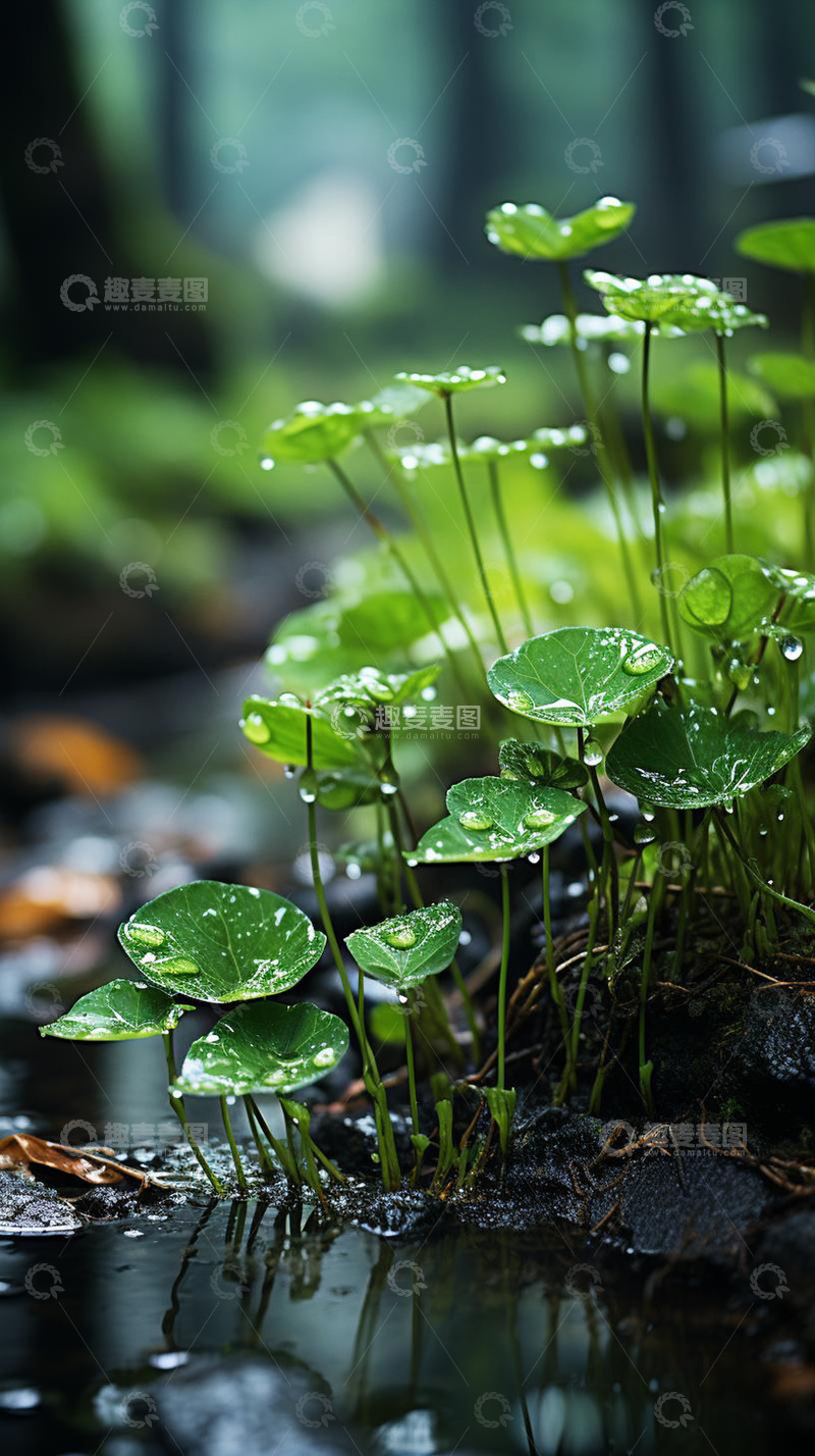 高清大图下载【趣麦麦图】谷雨雨后植物