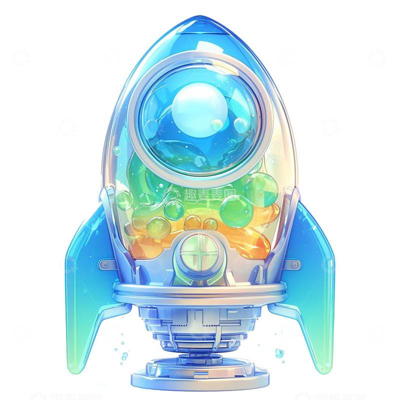 高清大图下载【趣麦麦图】3D透明材质火箭