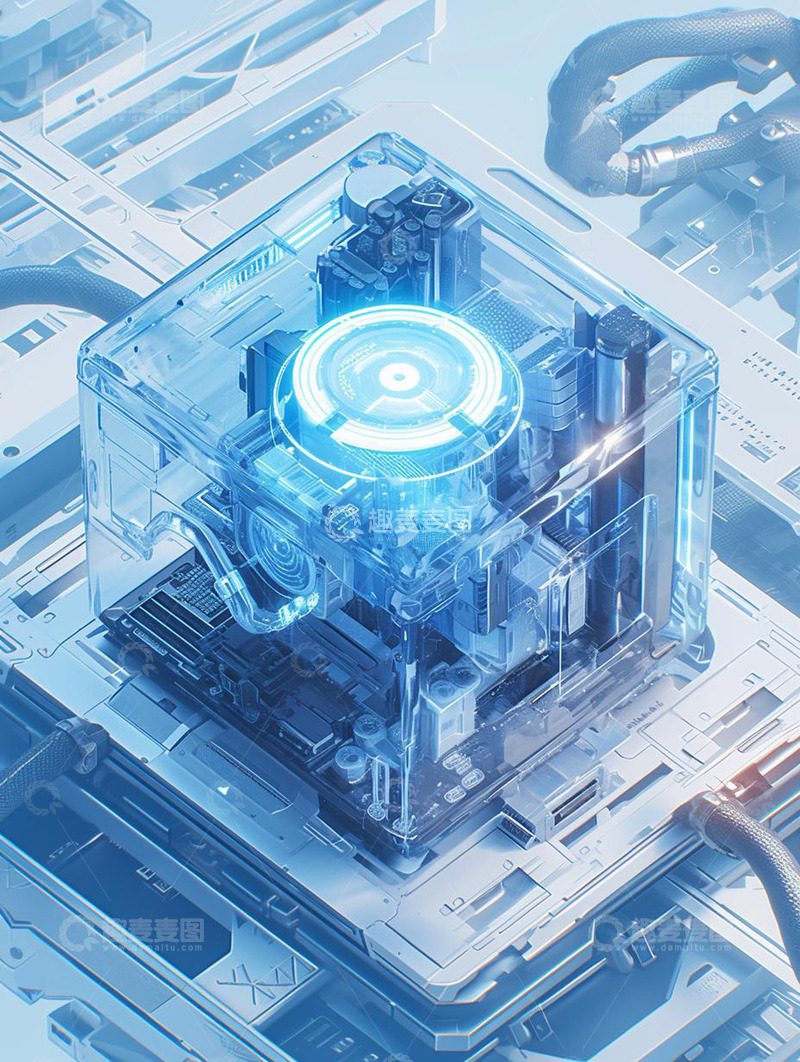 高清大图下载【趣麦麦图】蓝色机械电脑配件