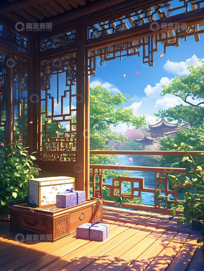 高清大图下载【趣麦麦图】古风建筑阳台房屋