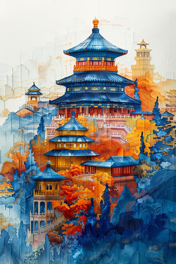 城市古风建筑景点地标