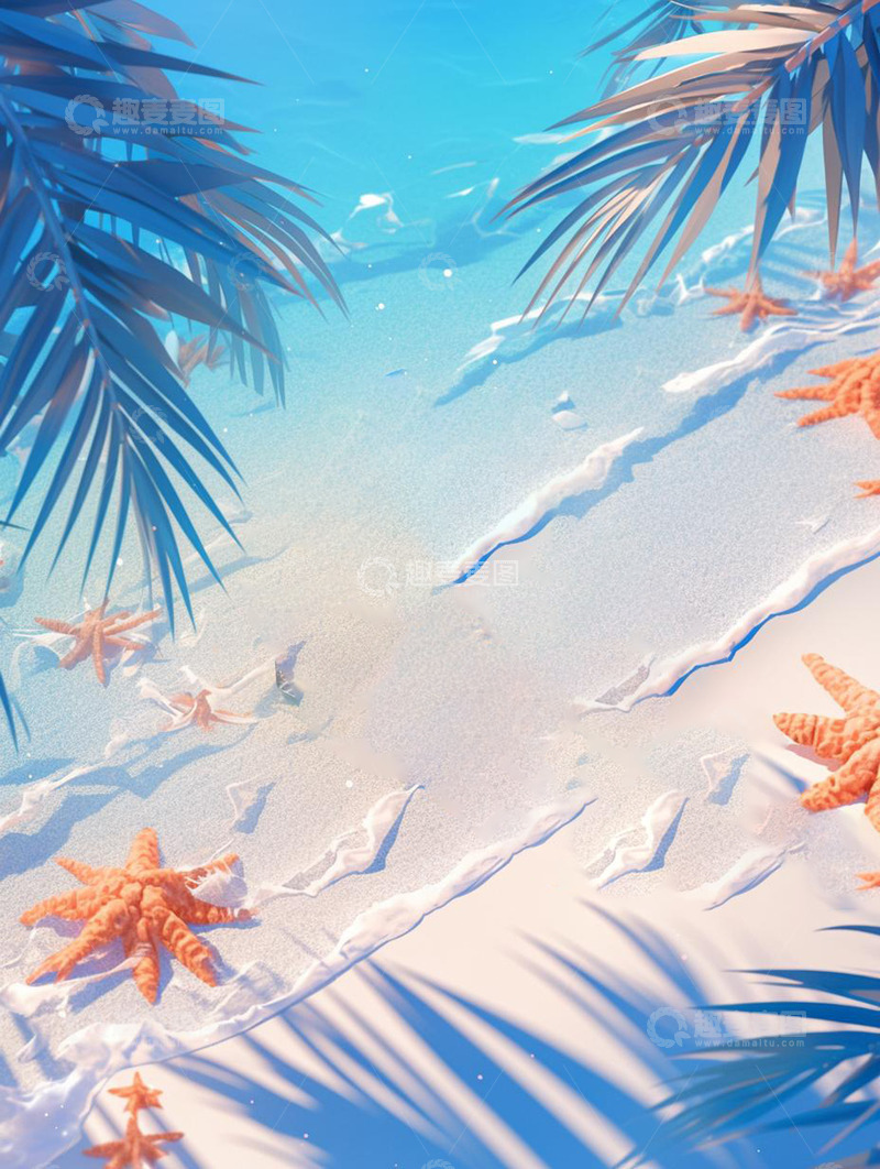 高清大图下载【趣麦麦图】夏日海滩唯美插画