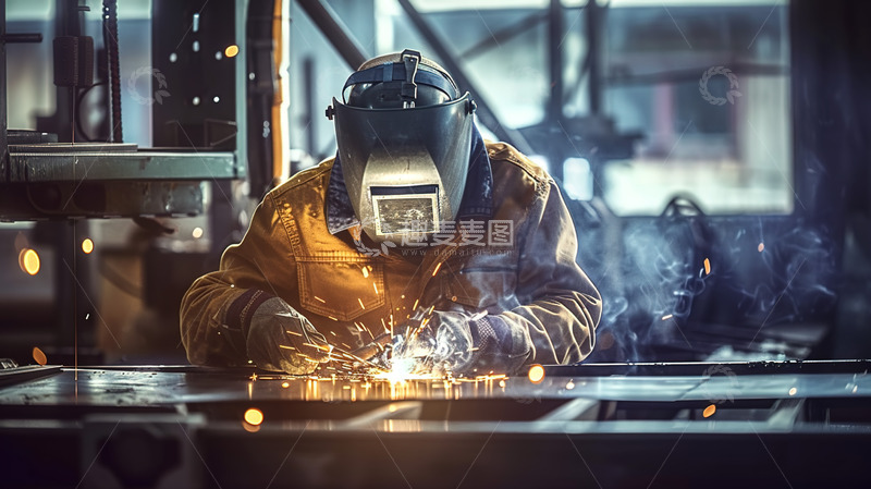 高清大图下载【趣麦麦图】现代工业电焊工人现场工作场景