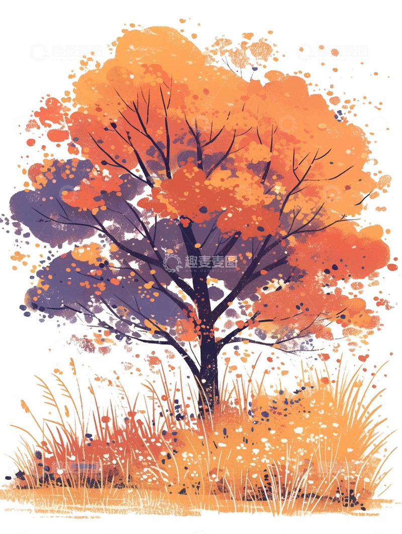 高清大图下载【趣麦麦图】秋天树木草丛
