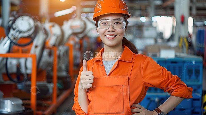 高清大图下载【趣麦麦图】机械智能工厂女性技术人员工作形象