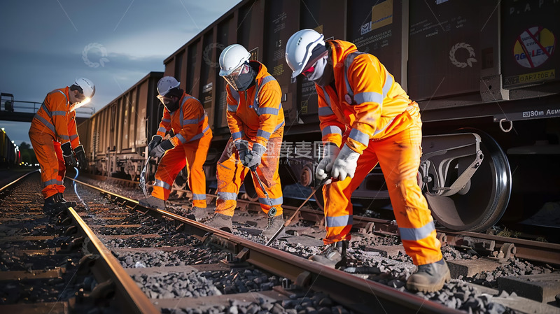 高清大图下载【趣麦麦图】铁路铁道工人维护修理人物场景