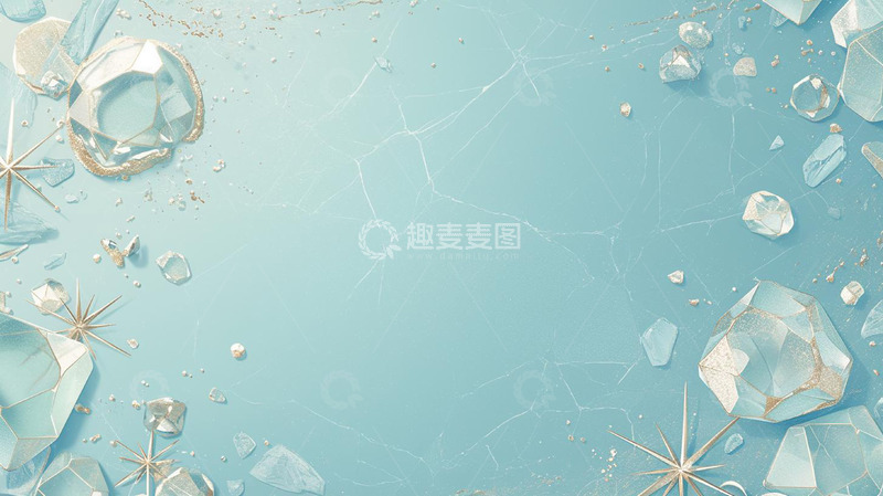 高清大图下载【趣麦麦图】蓝色宝石钻石碎片清新高级感背景
