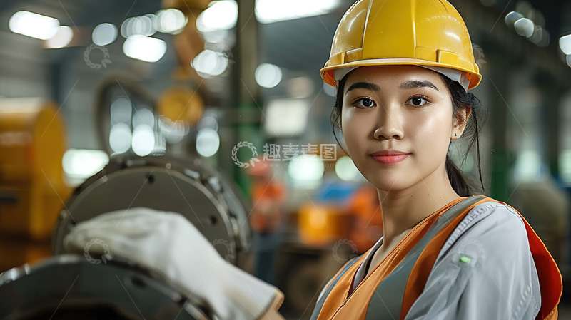 高清大图下载【趣麦麦图】机械工程女性工作人员特写形象