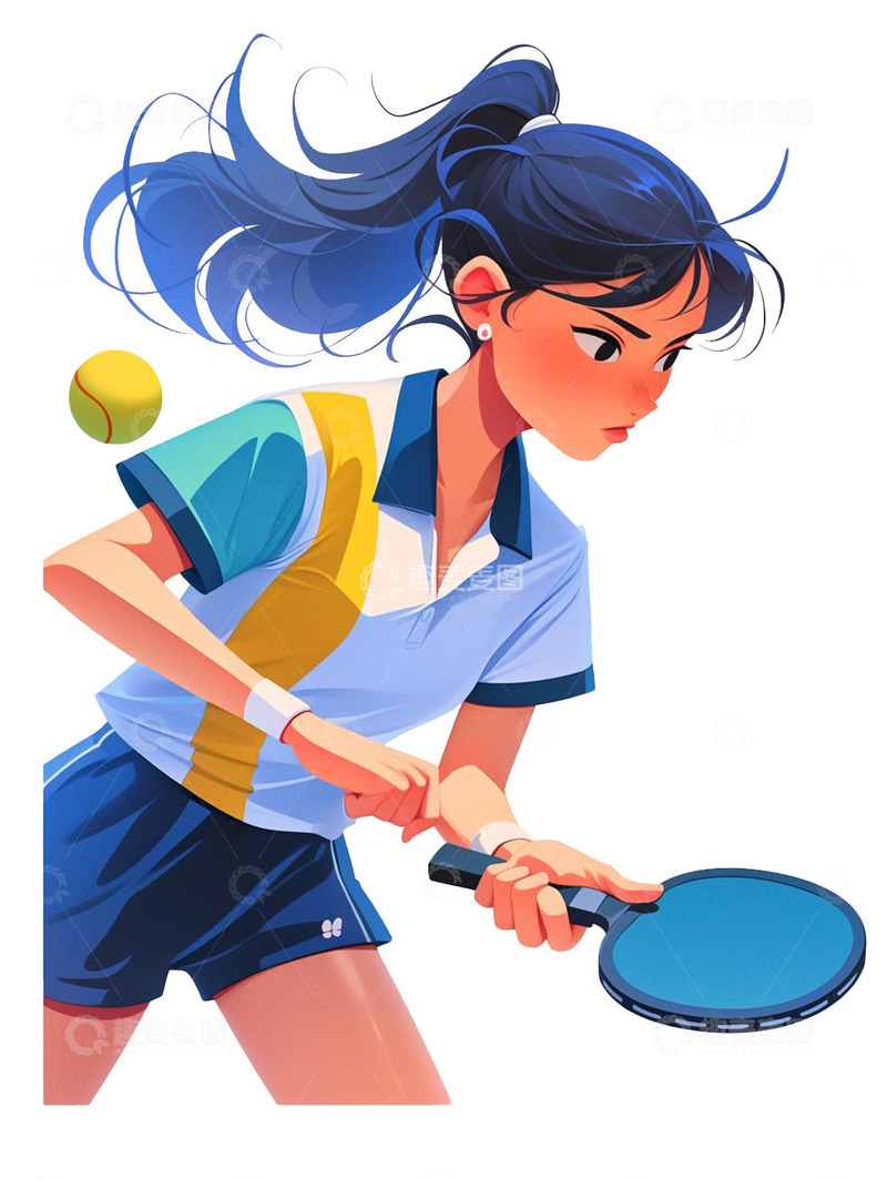 高清大图下载【趣麦麦图】打球的少女手绘