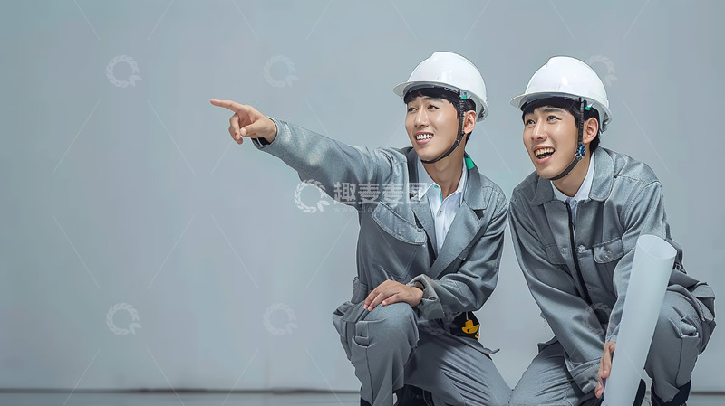 高清大图下载【趣麦麦图】工程技术人员现场沟通交流男性人物