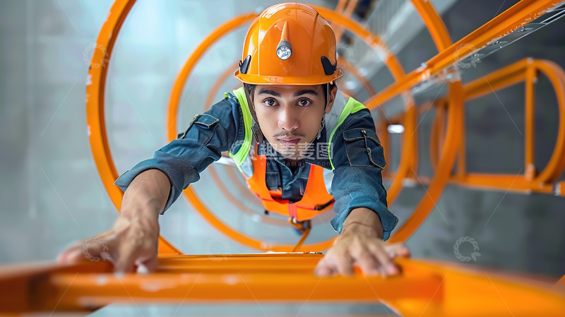 高清大图下载【趣麦麦图】工作人员攀爬检测场地场景人物形象