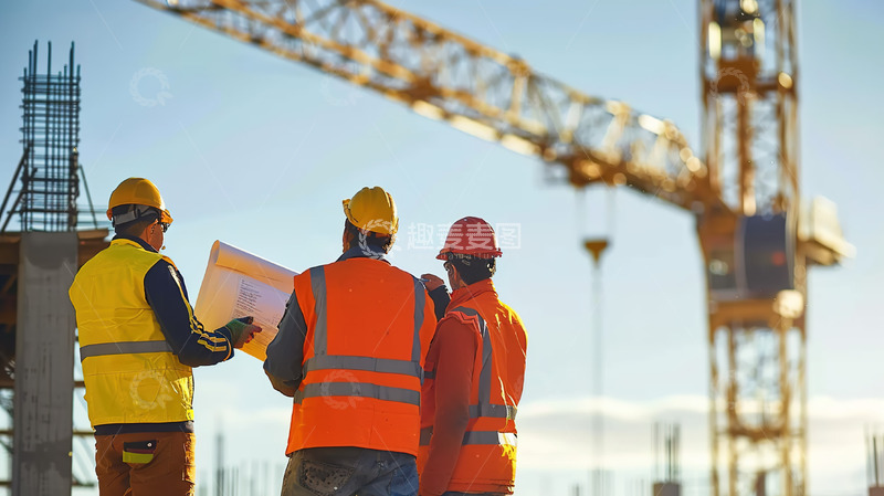 高清大图下载【趣麦麦图】建筑工地现场技术人员交流沟通勘察人物