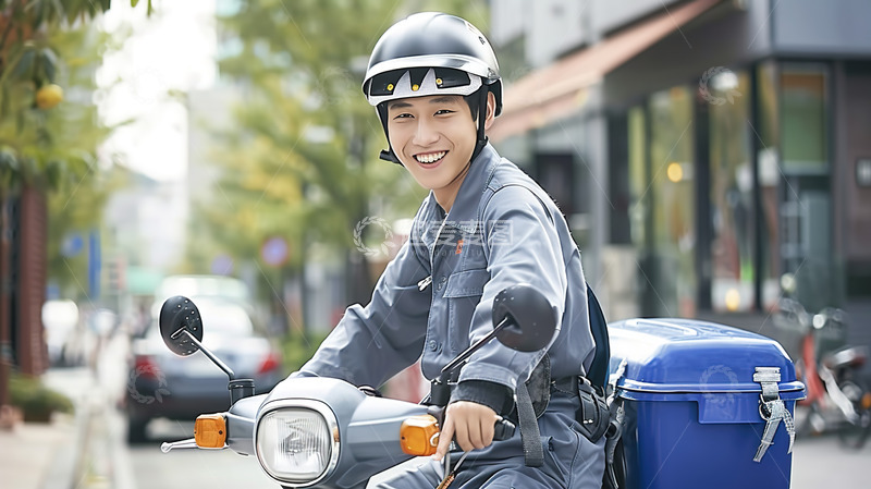 高清大图下载【趣麦麦图】外卖送餐工作男性人物形象