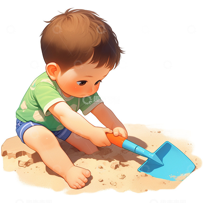 高清大图下载【趣麦麦图】坐在沙滩上的男孩