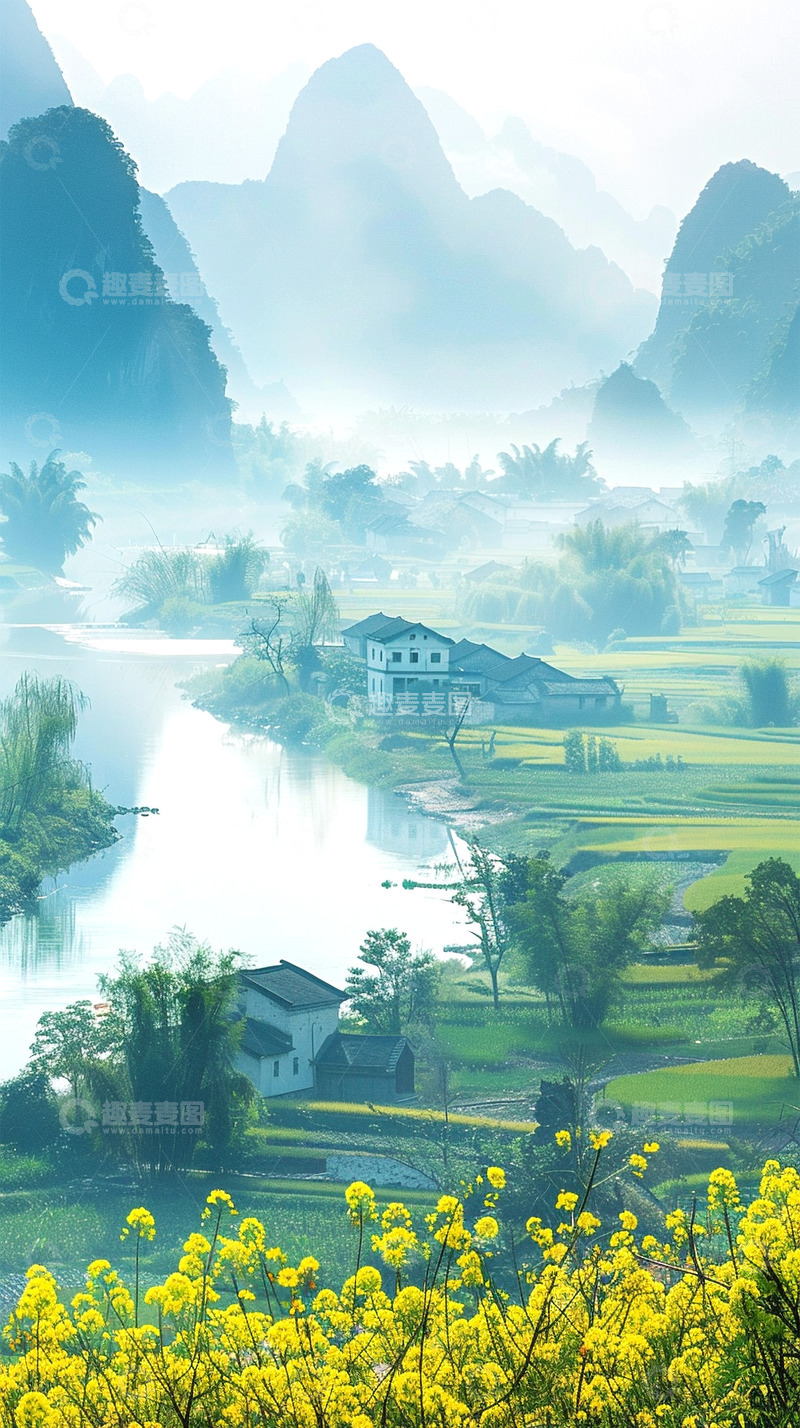 高清大图下载【趣麦麦图】江南风景油菜花