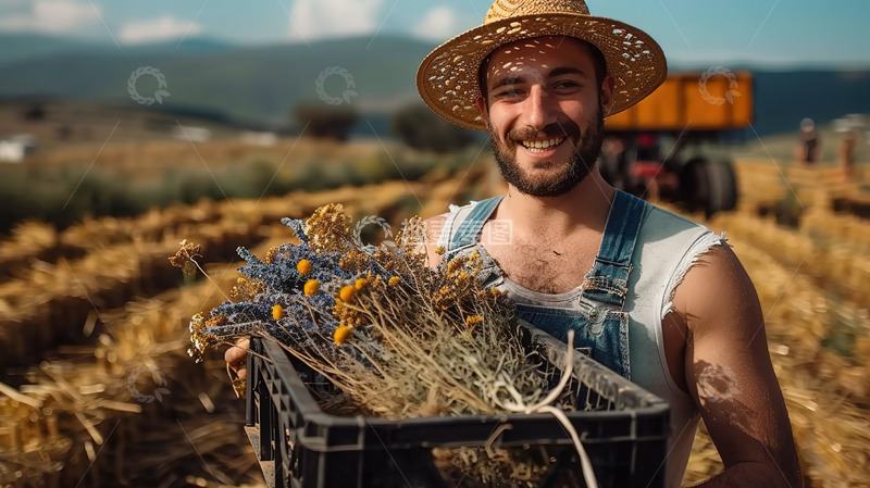 高清大图下载【趣麦麦图】农业农场丰收劳作男性人物形象特写
