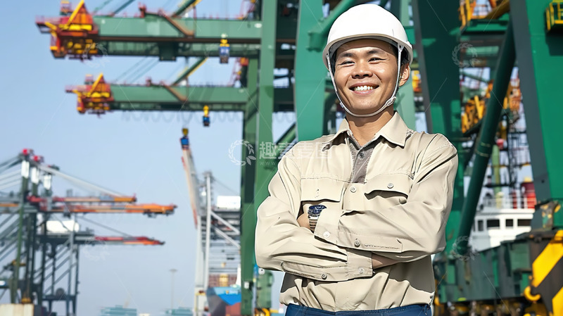 高清大图下载【趣麦麦图】建筑工地工人微笑工作场景特写