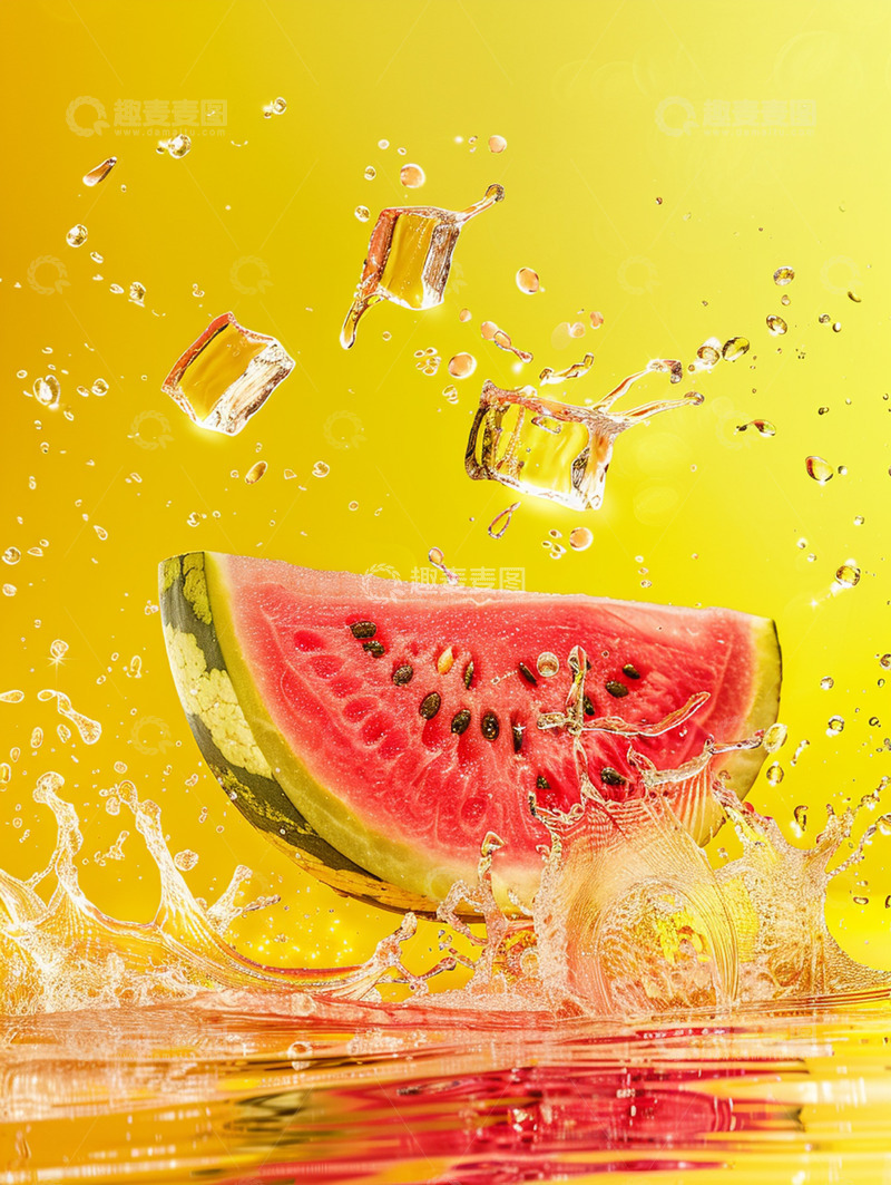 高清大图下载【趣麦麦图】夏日冰块西瓜