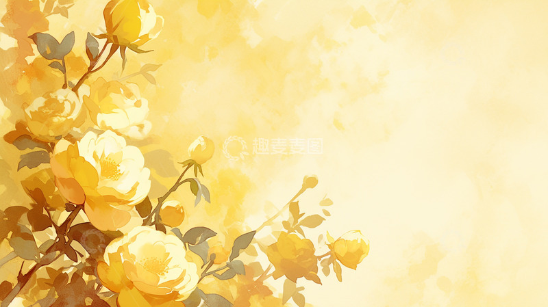 高清大图下载【趣麦麦图】黄色晕染花朵背景