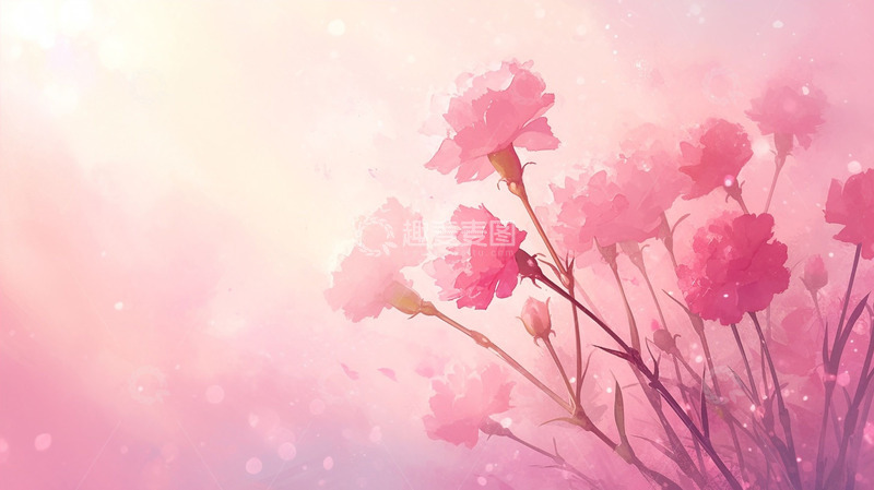 高清大图下载【趣麦麦图】粉色花朵晕染背景