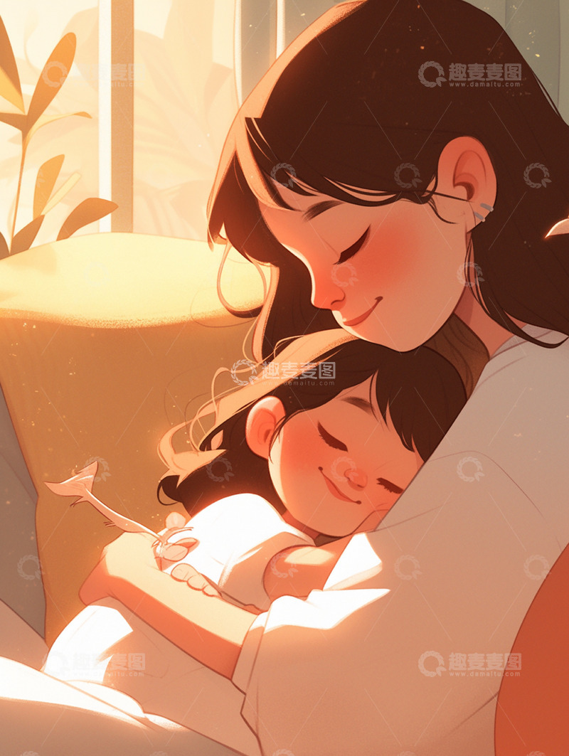 高清大图下载【趣麦麦图】母亲节母女相依