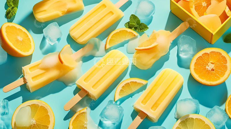 高清大图下载【趣麦麦图】夏日雪条冰块背景