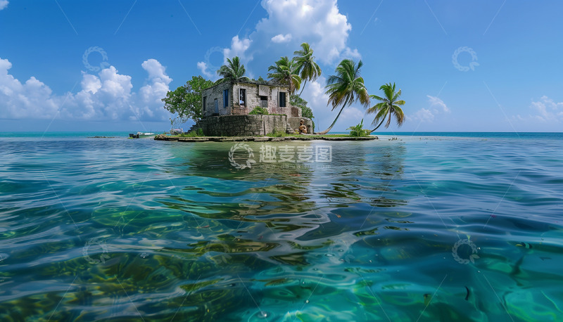 高清大图下载【趣麦麦图】海域大海小岛夏天