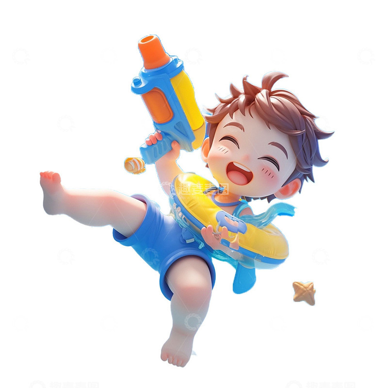 高清大图下载【趣麦麦图】可爱男孩水枪