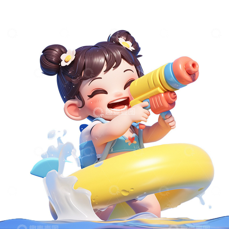 高清大图下载【趣麦麦图】带游泳圈的女孩